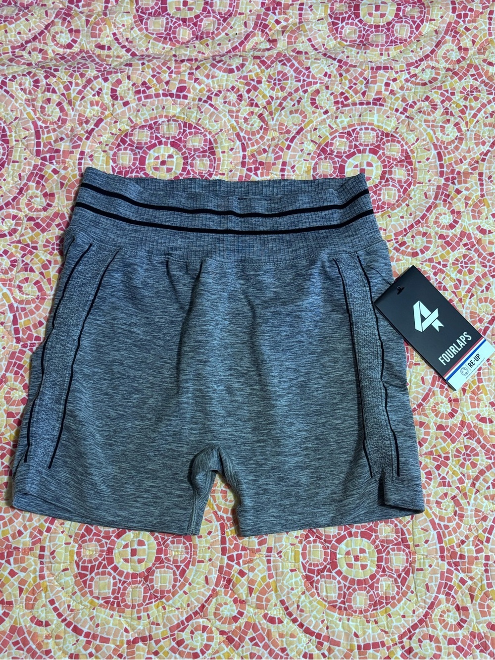 Fourlaps Aero Seamless Grey Heather Athletic Shorts Size M/L New With Tags